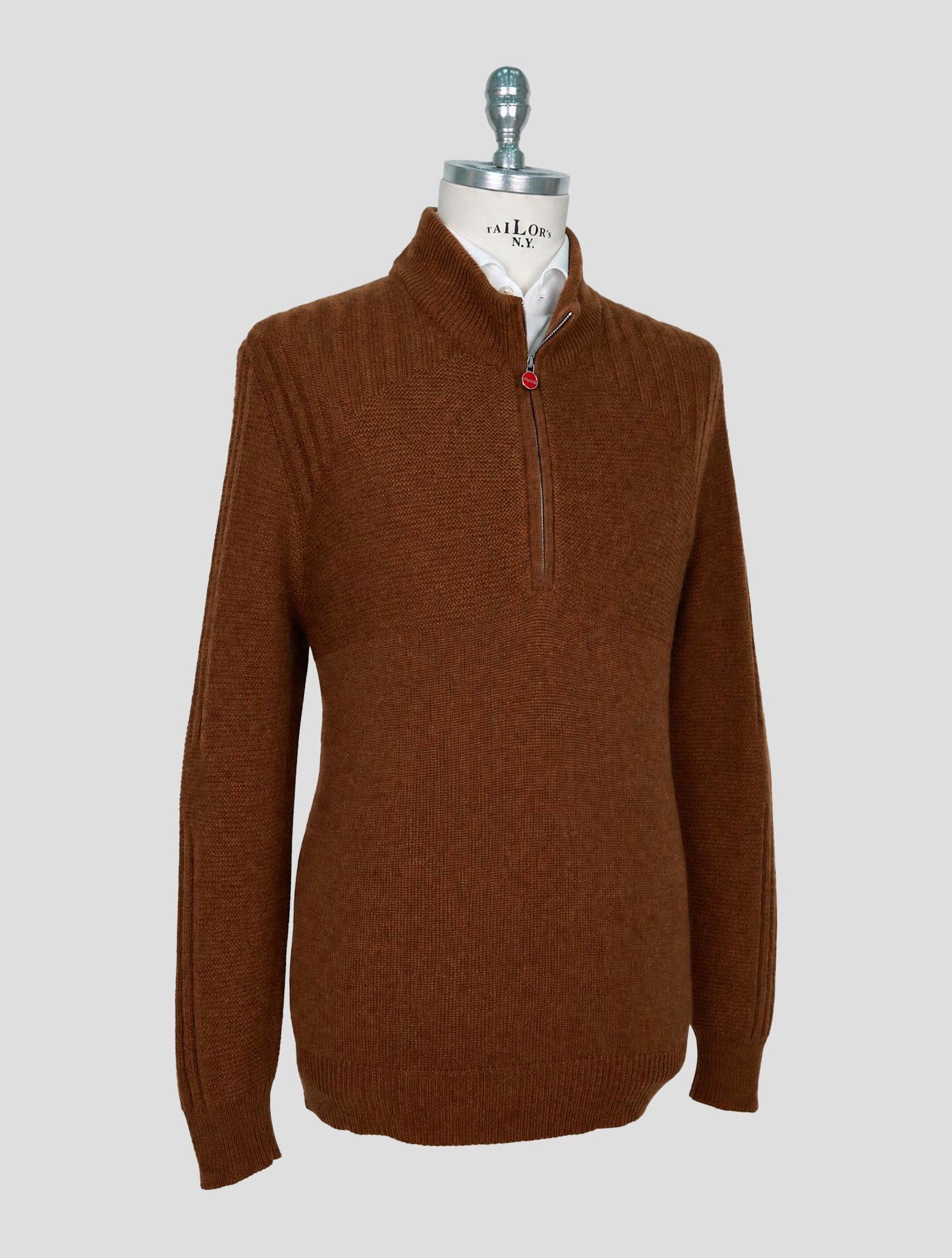 Kiton Brown Cashmere Sweater Half Zip