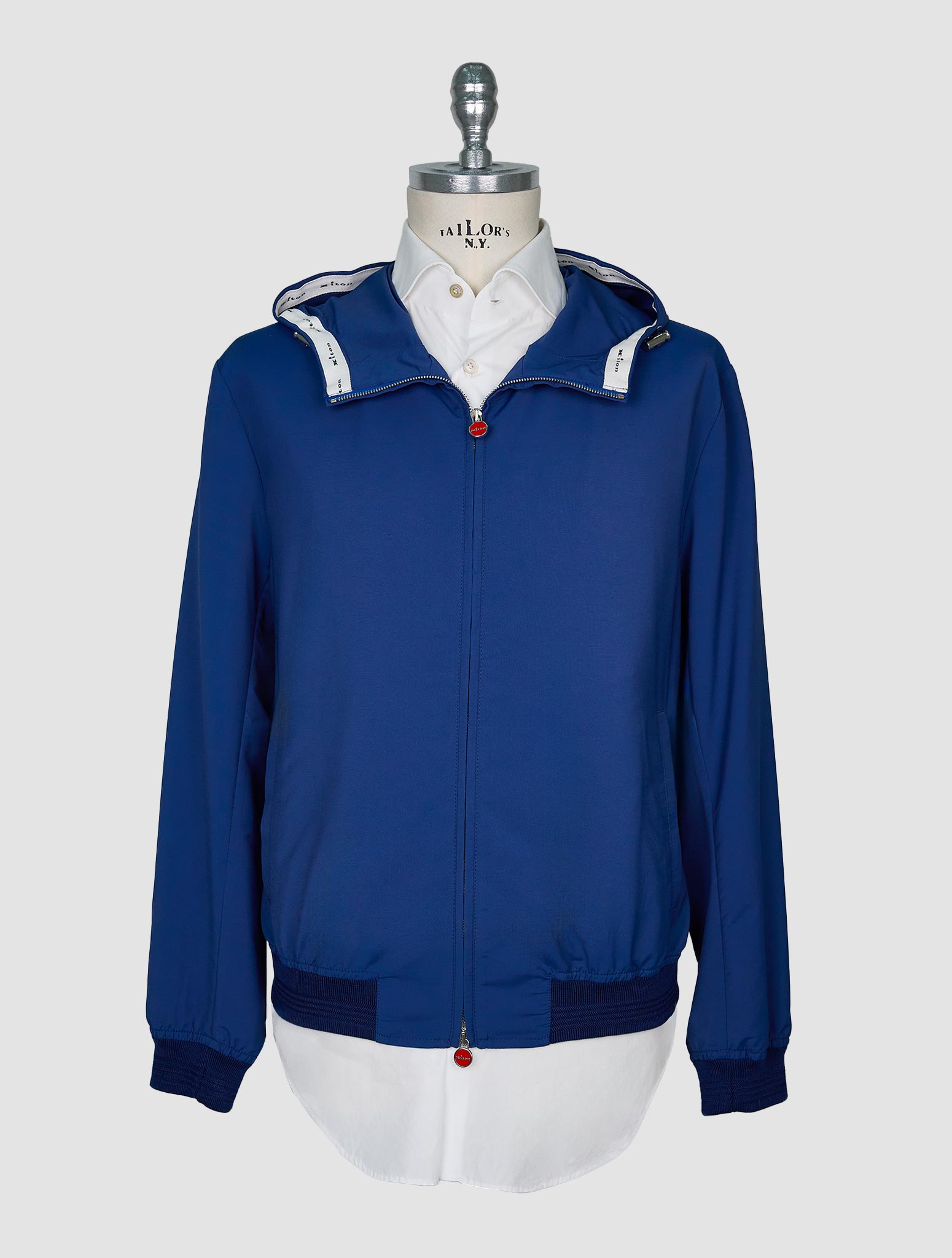 Kiton Blue Cotton Virgin Wool Coat