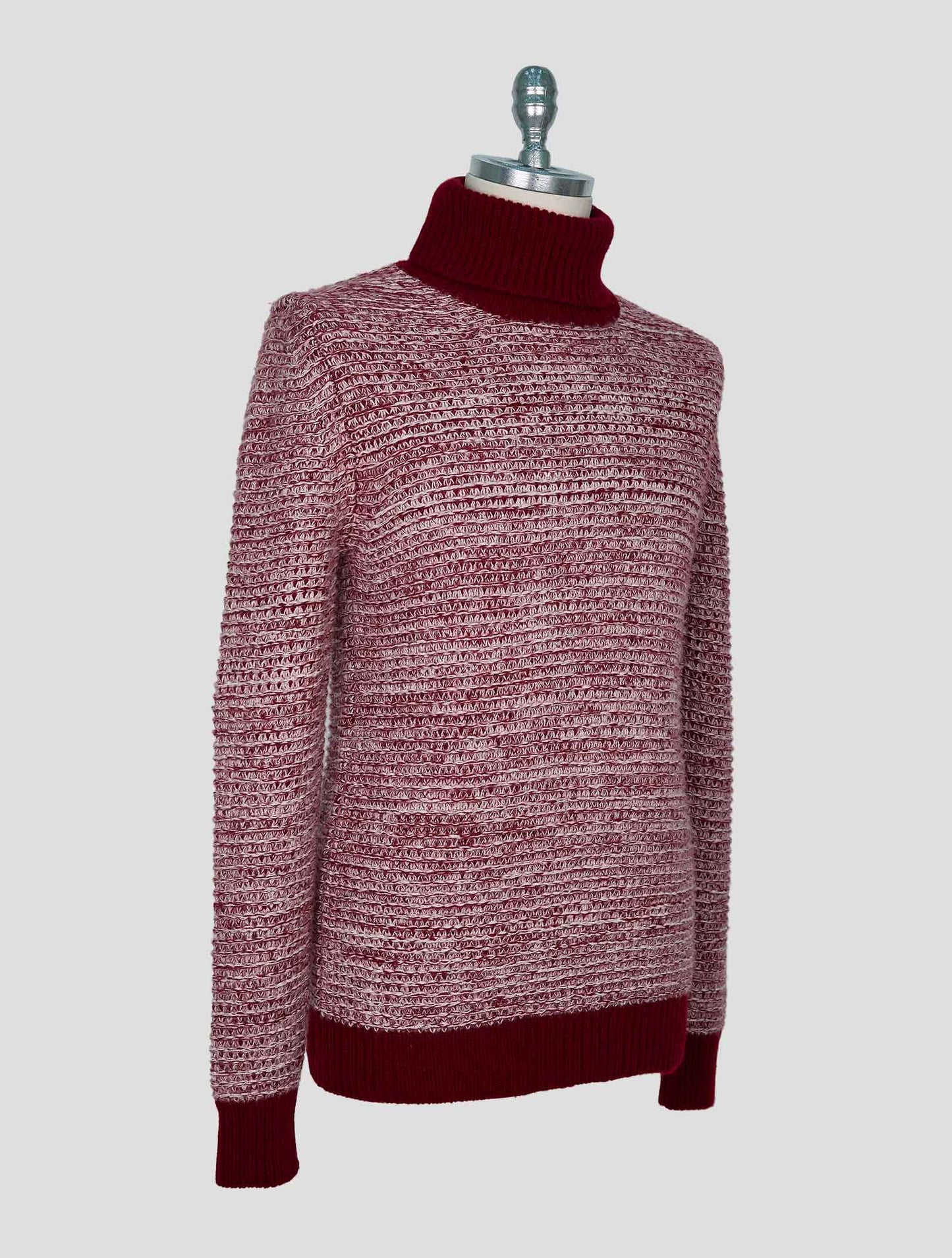 Kiton Burgundy White Cashmere Sweater Turtleneck