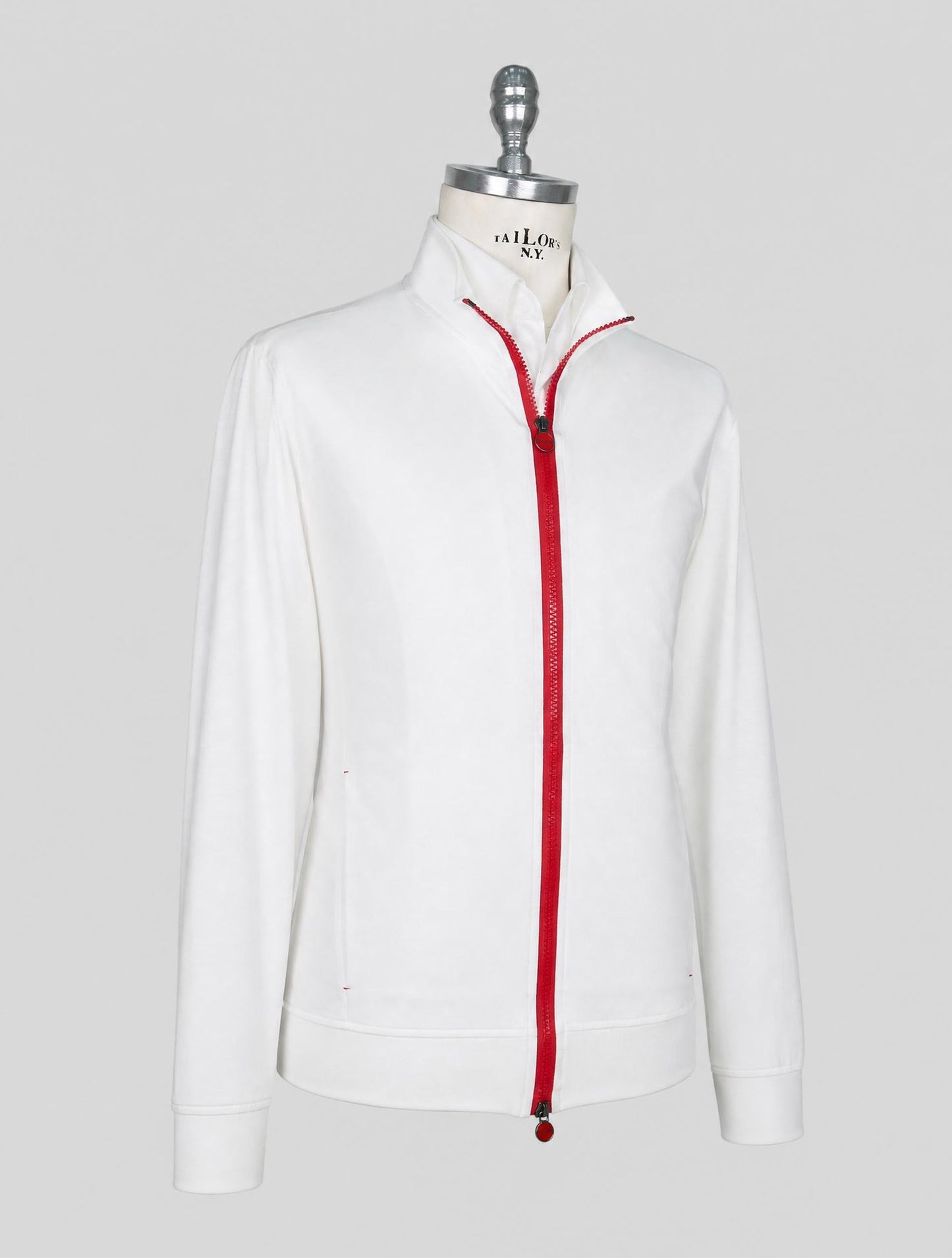 Kiton White Cotton Sweater Full Zip