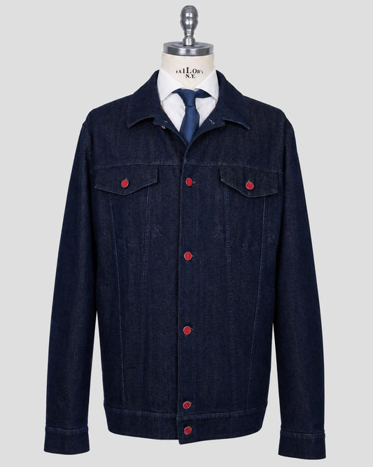 Kiton Blue Cotton Ea Coat