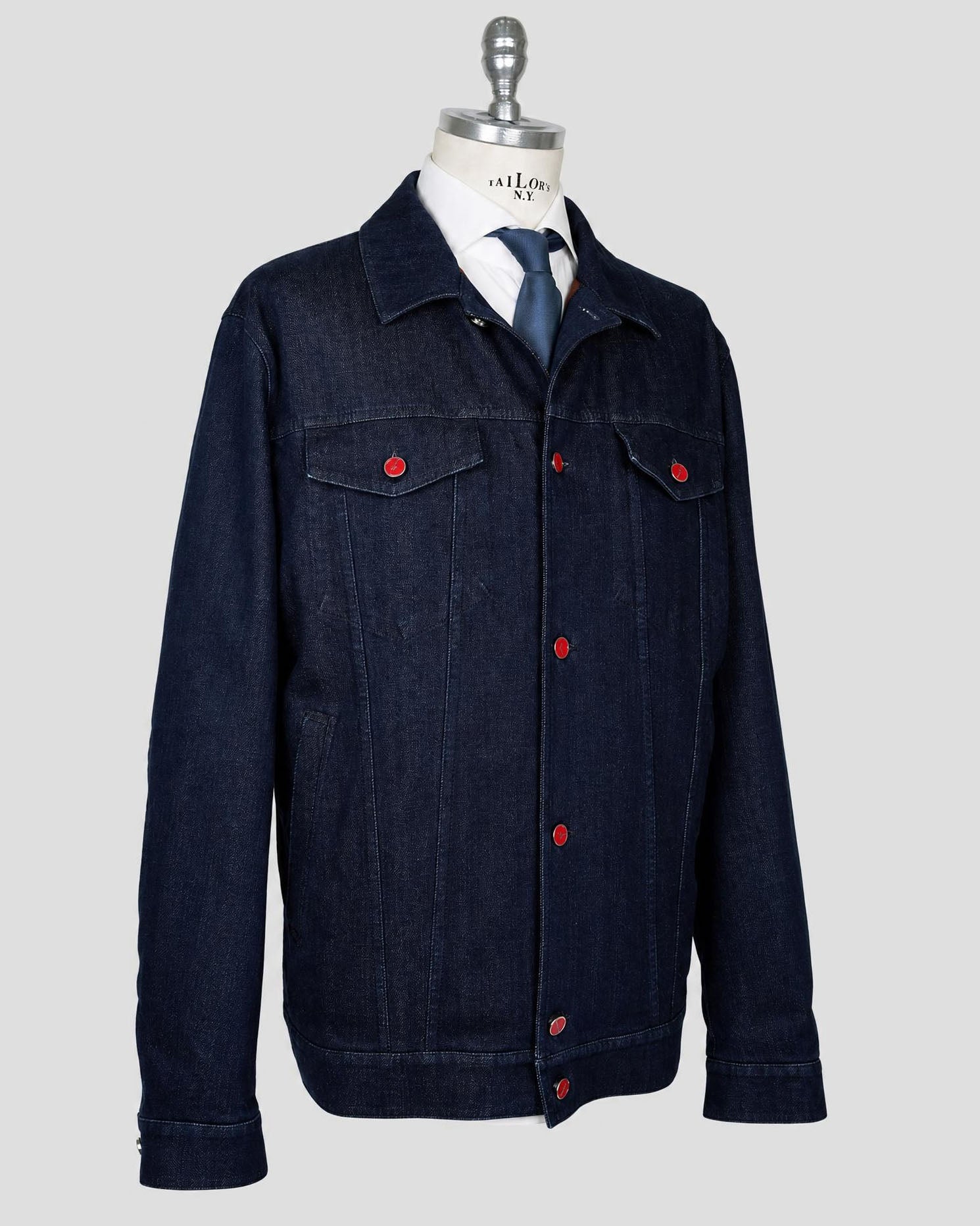 Kiton Blue Cotton Ea Coat