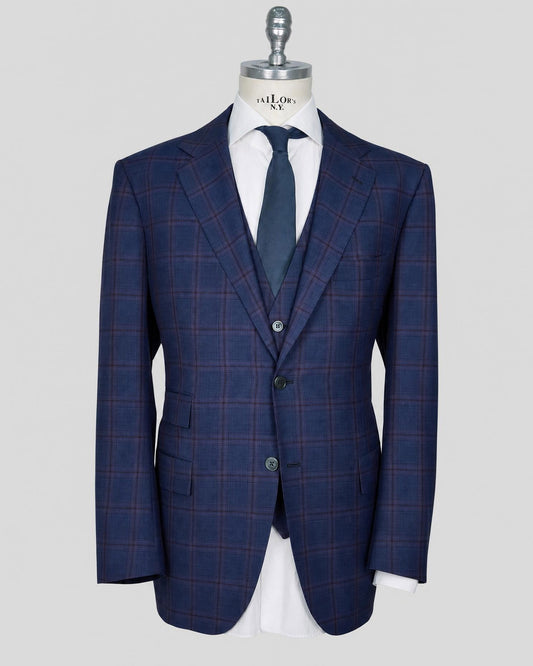 Kiton Multicolor Wool Suit With Vest