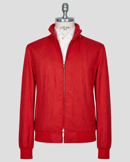 Kiton Red Cotton Virgin Wool Coat