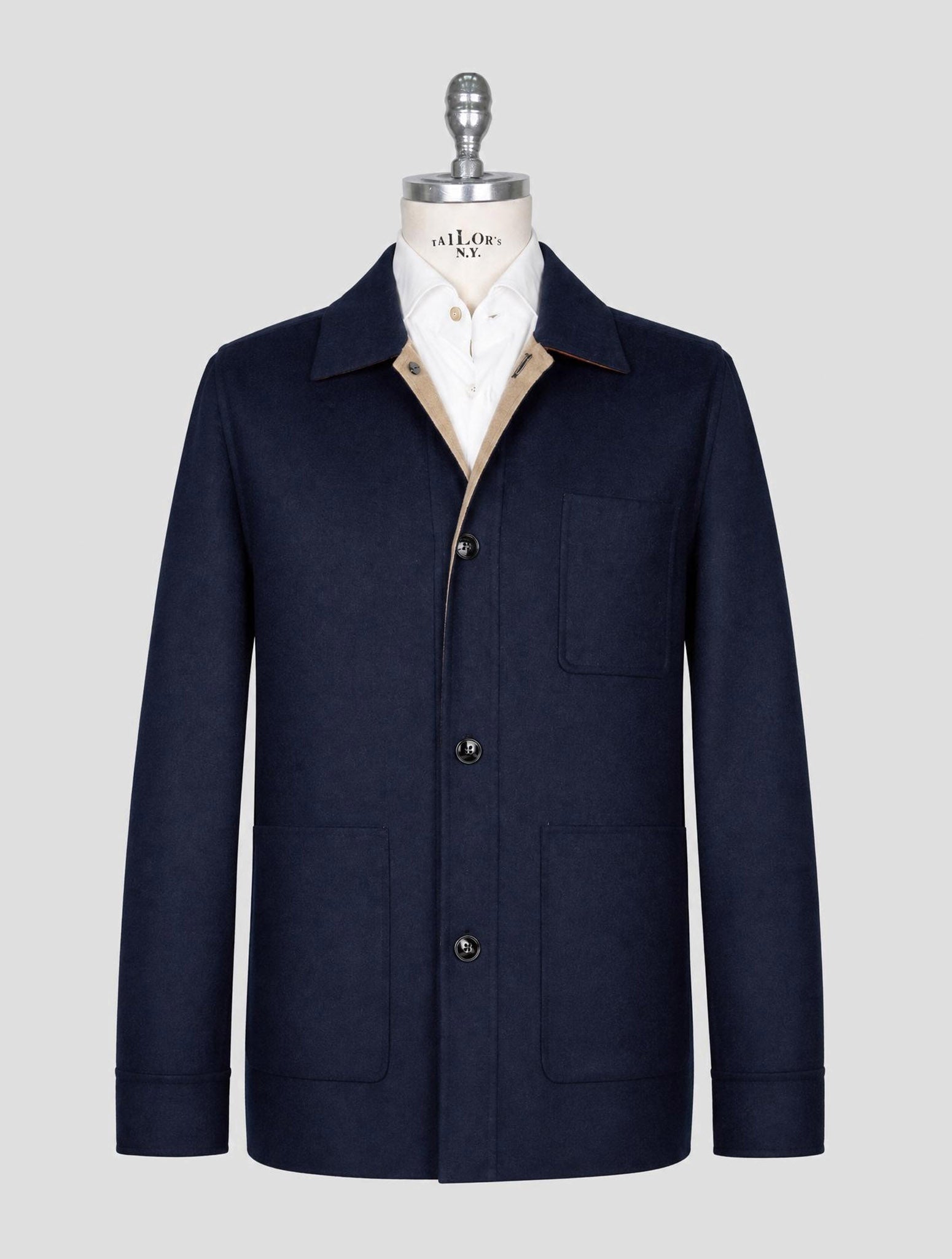 Kiton Blue Cashmere Silk Coat