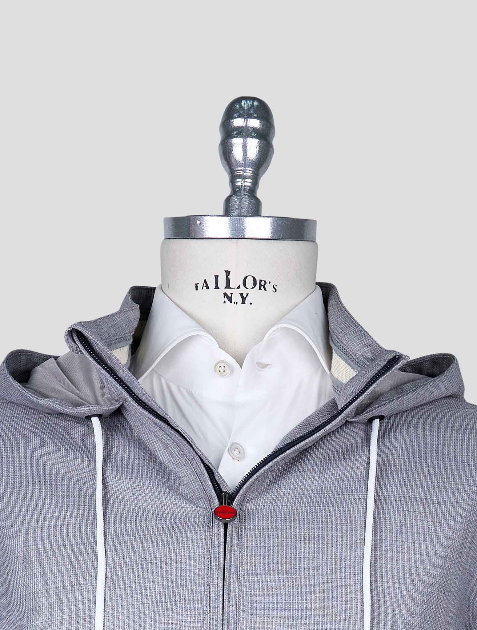 Kiton Gray Virgin Wool Pa Coat