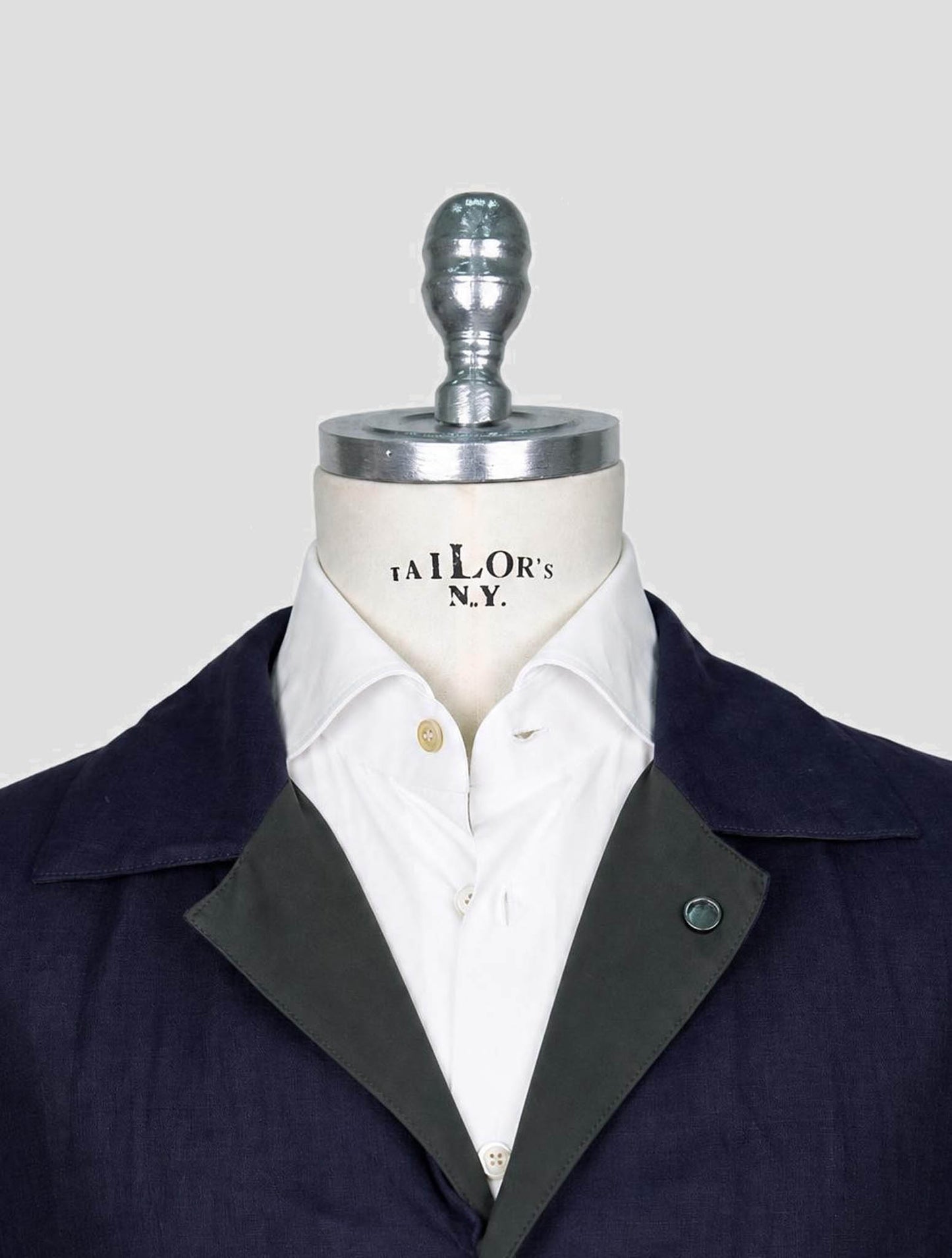 Kiton Blue Green Linen Pl Reverse Overcoat