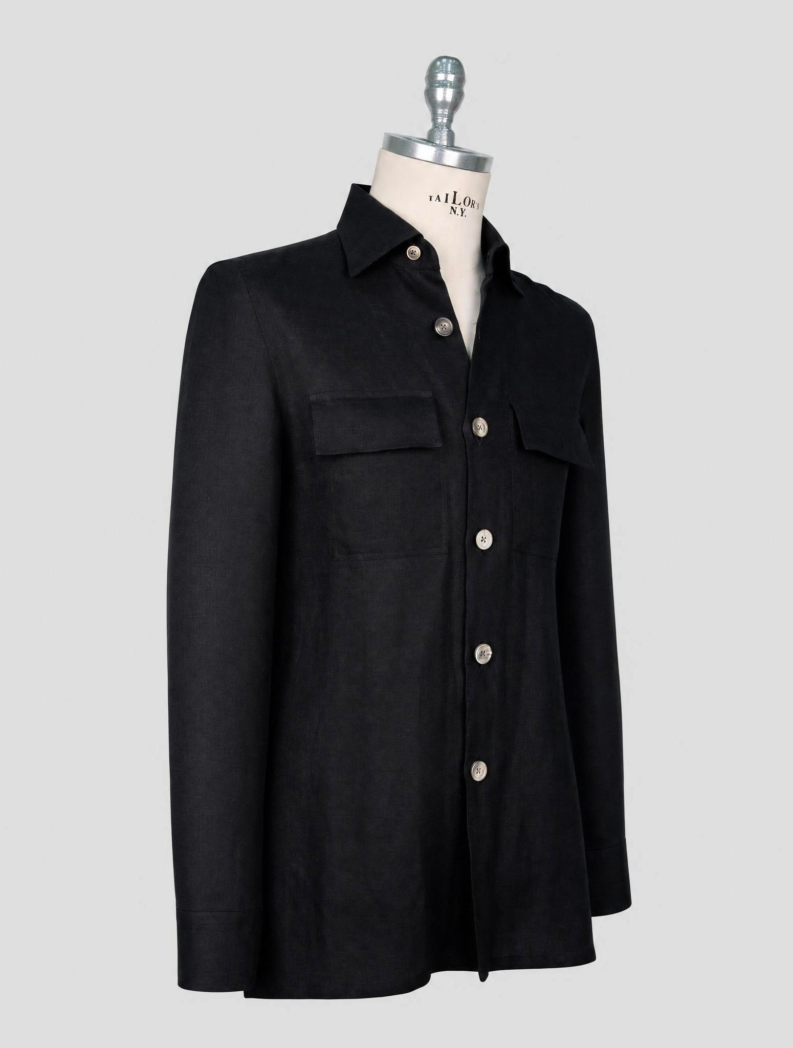 Kiton Black Linen Shirt