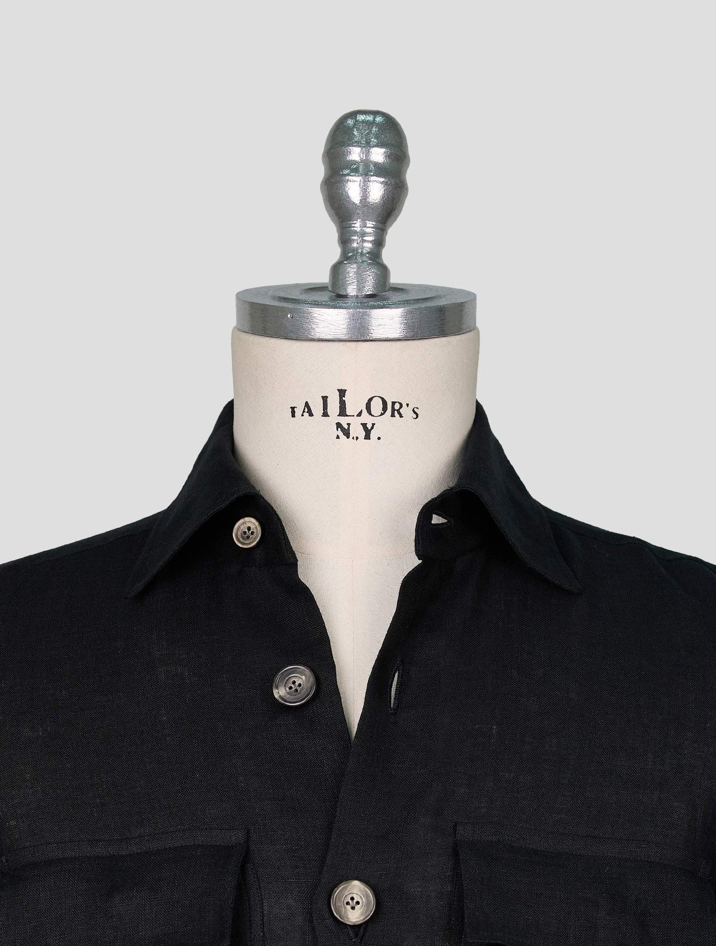 Kiton Black Linen Shirt