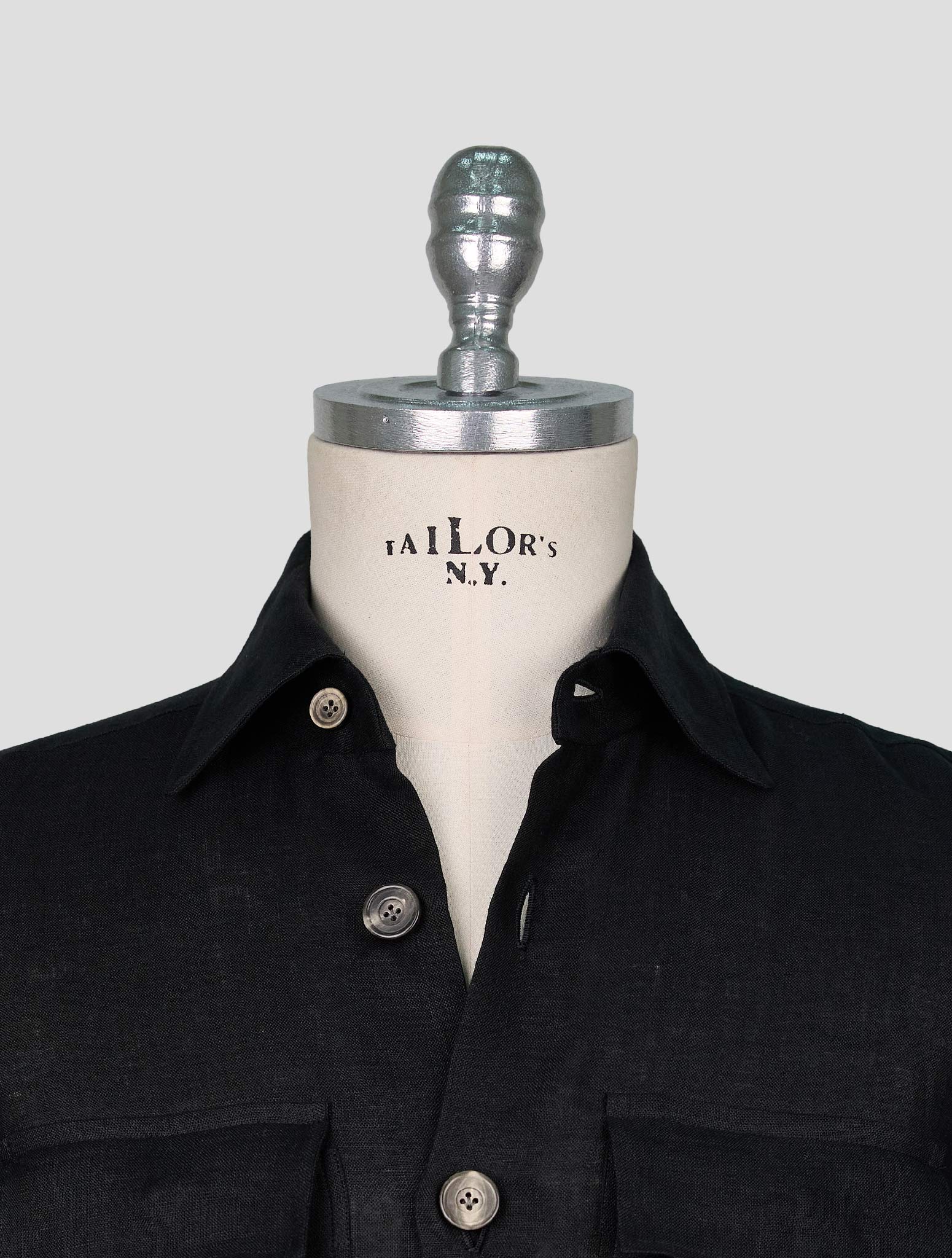 Kiton Black Linen Shirt