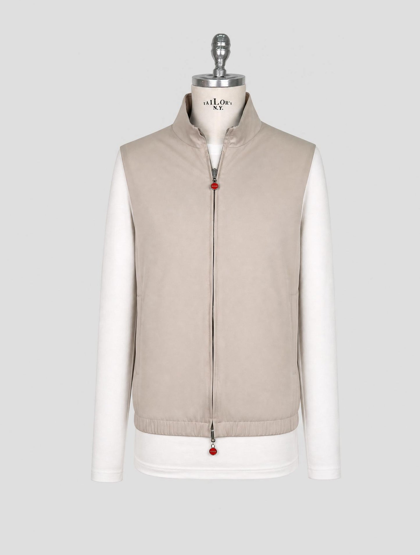 Kiton Beige Gray Pl Reverse Gilet Coat