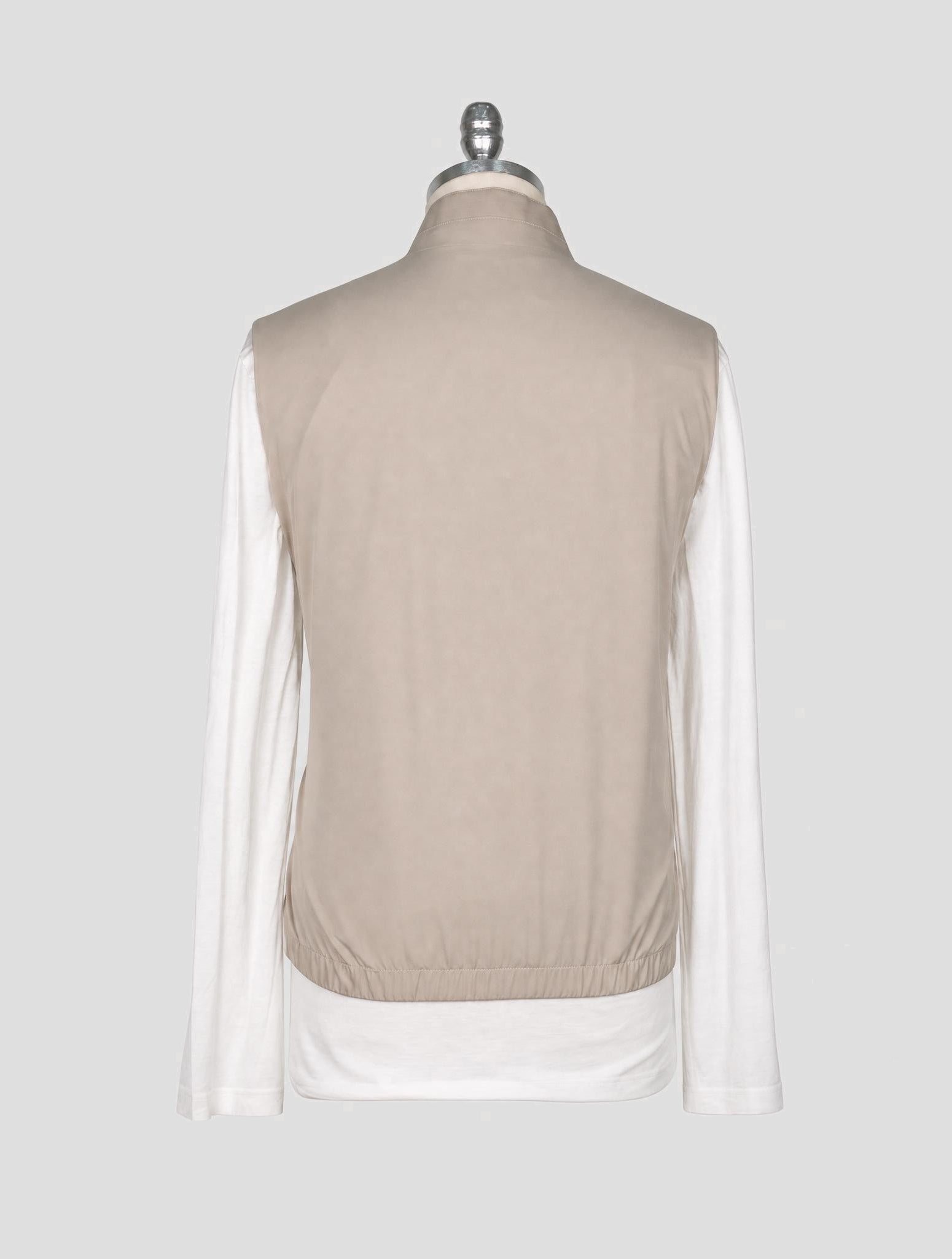 Kiton Beige Gray Pl Reverse Gilet Coat