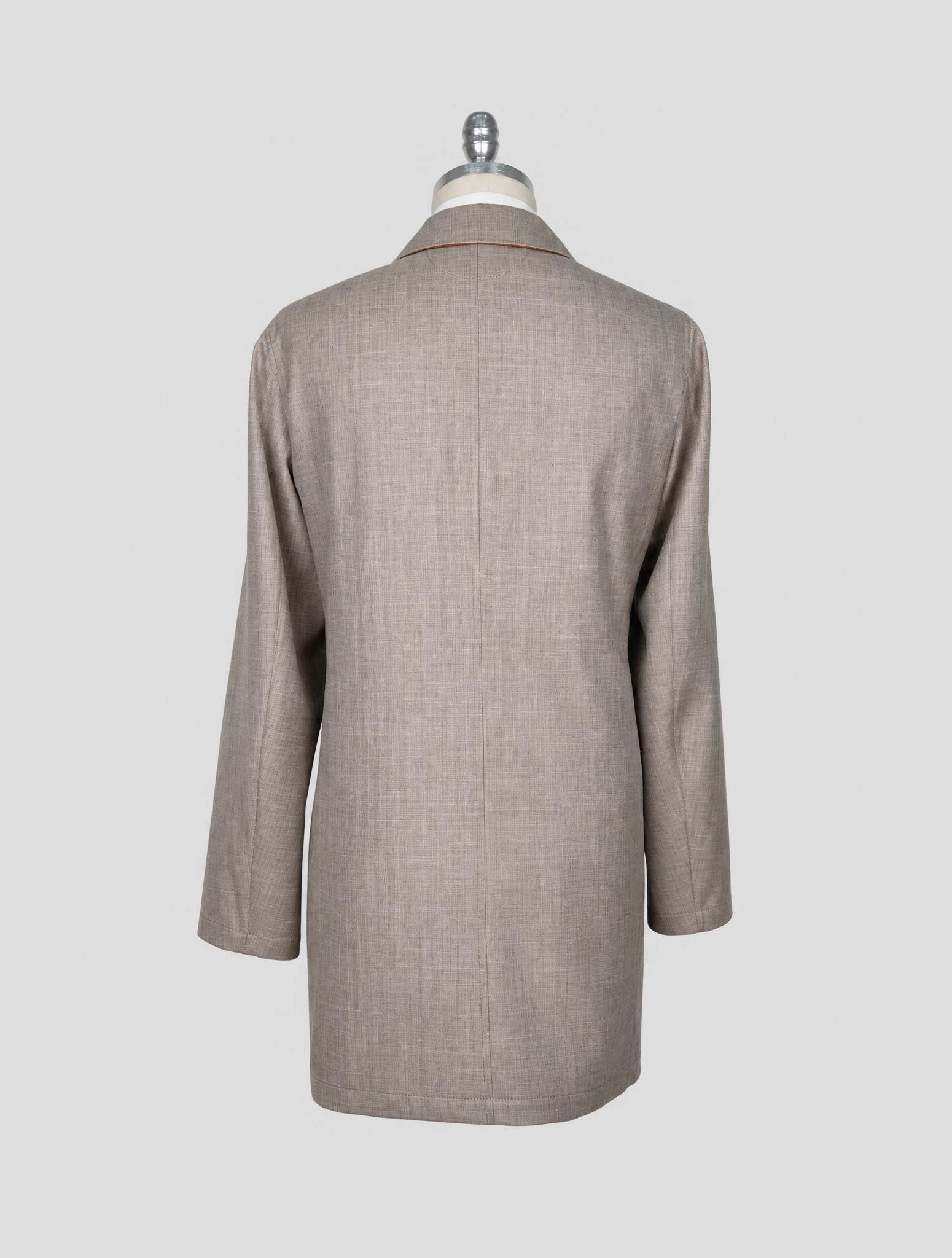 Kiton Gray Virgin Wool Silk Linen Overcoat