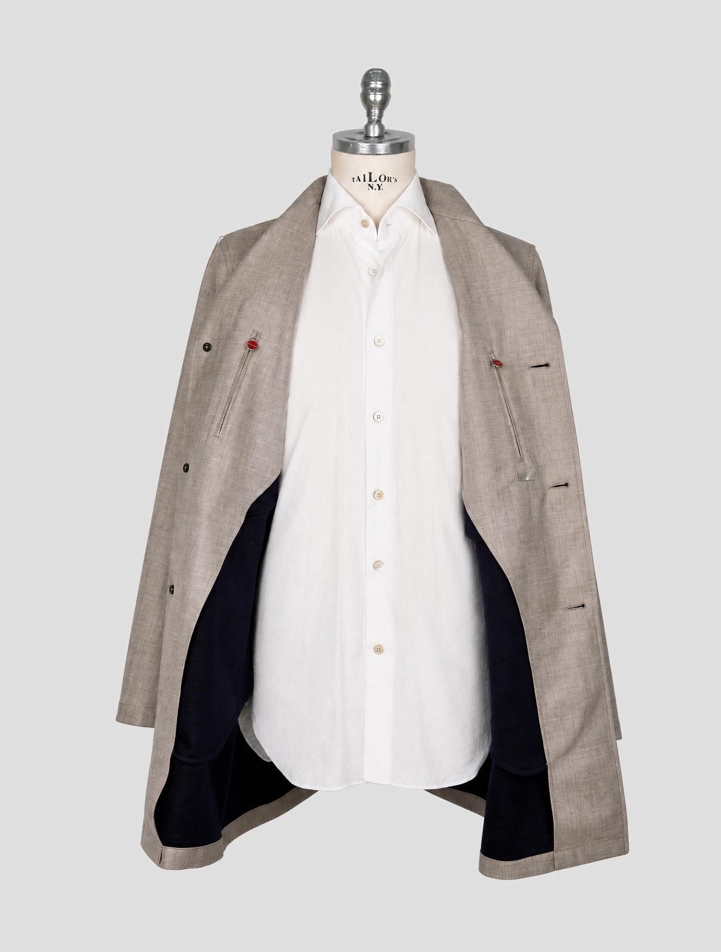 Kiton Gray Virgin Wool Silk Linen Overcoat