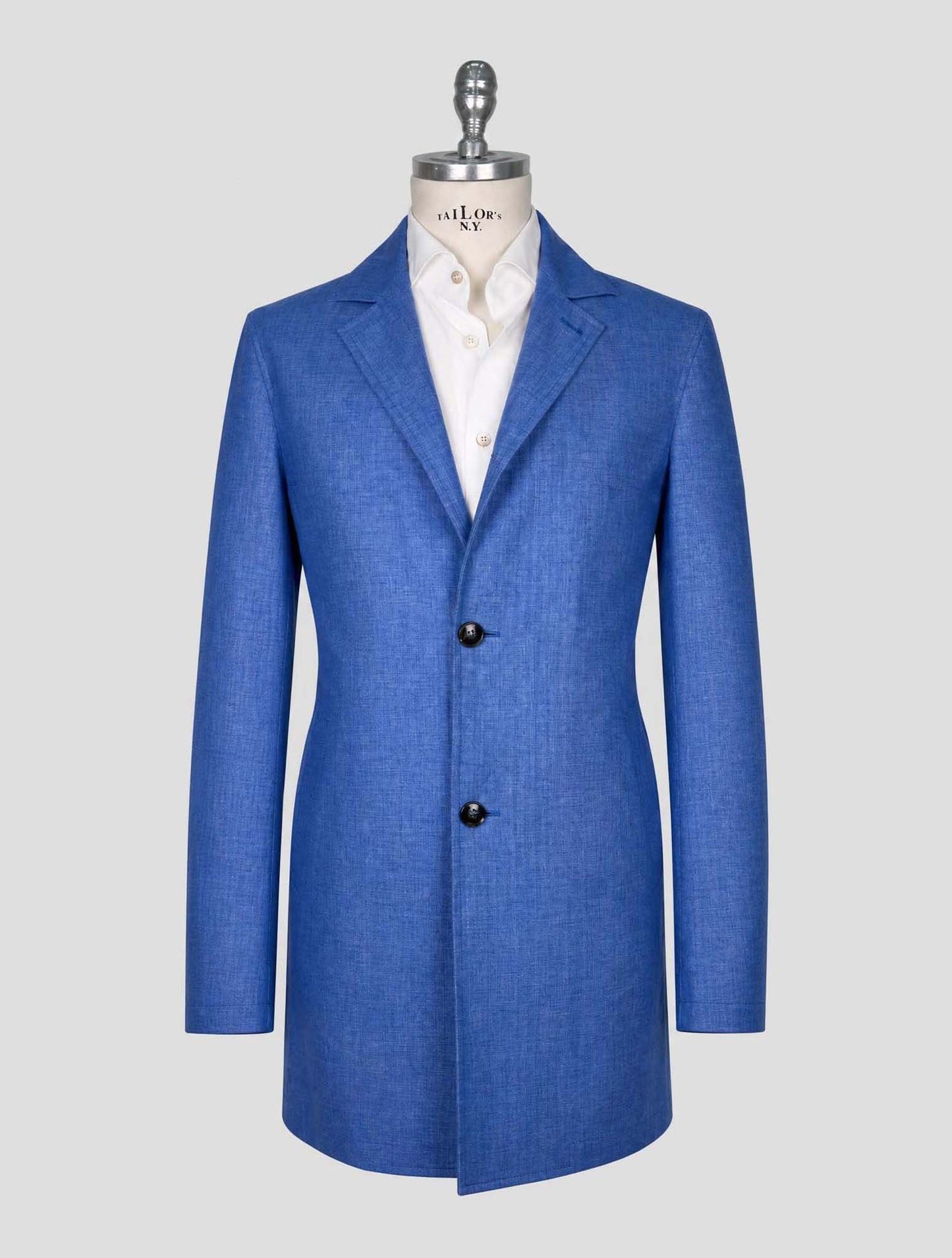 Kiton Blue Linen Overcoat