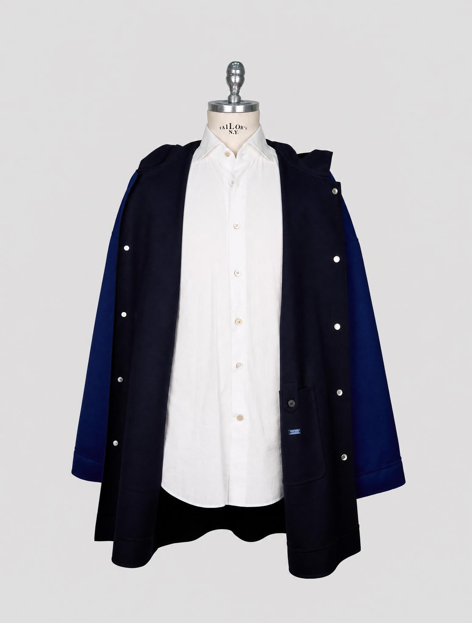Kiton Blue Wool Ea Overcoat