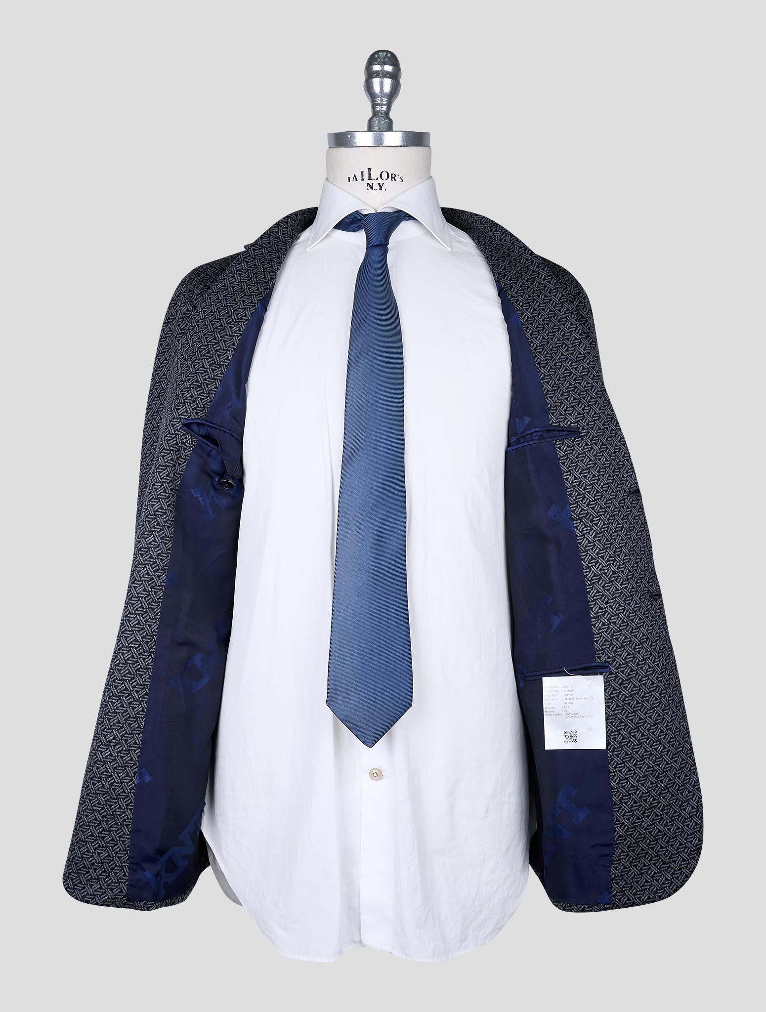 Kiton Knt Gray Wool Cashmere Pl Blazer
