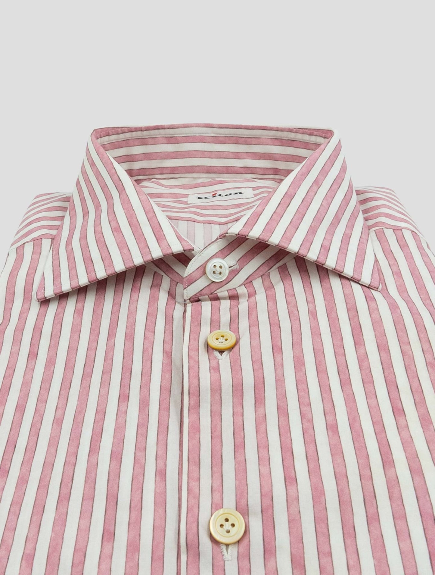 Kiton White Pink Cotton Shirt