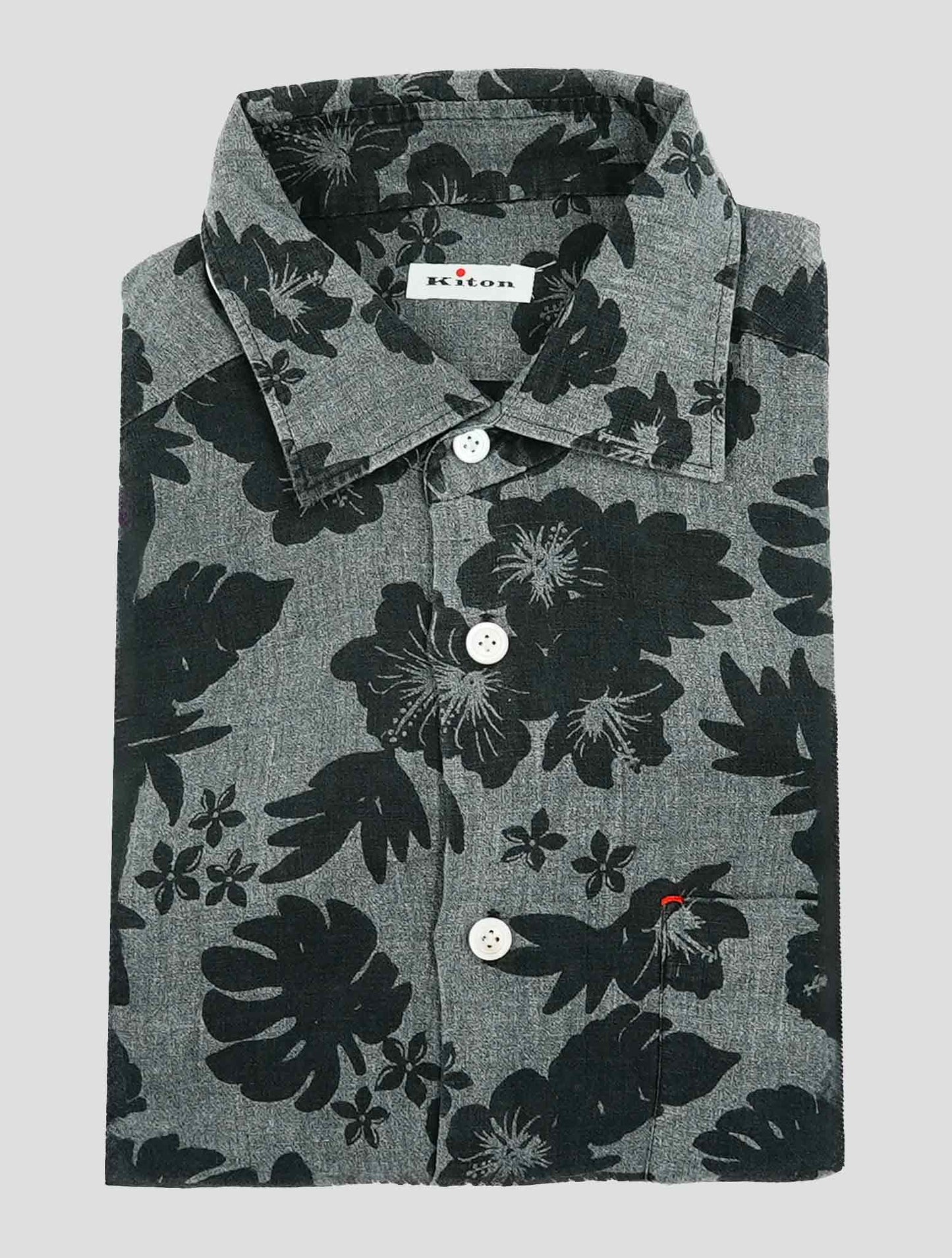 Kiton Gray Linen Nerano Shirt