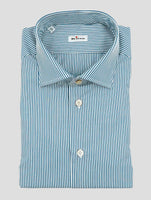 Kiton Blue White Cotton Shirt
