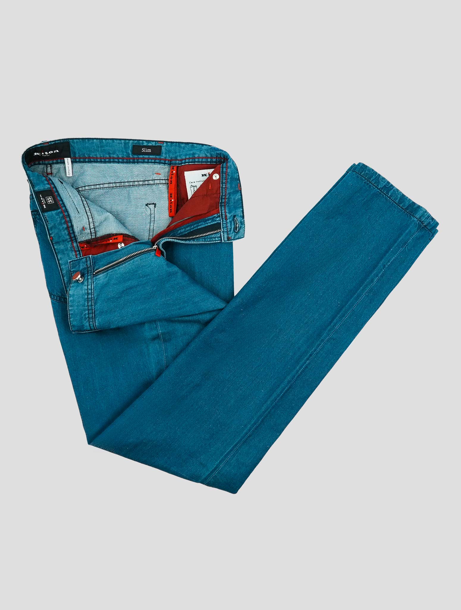 Kiton Blue Cotton Linen Jeans