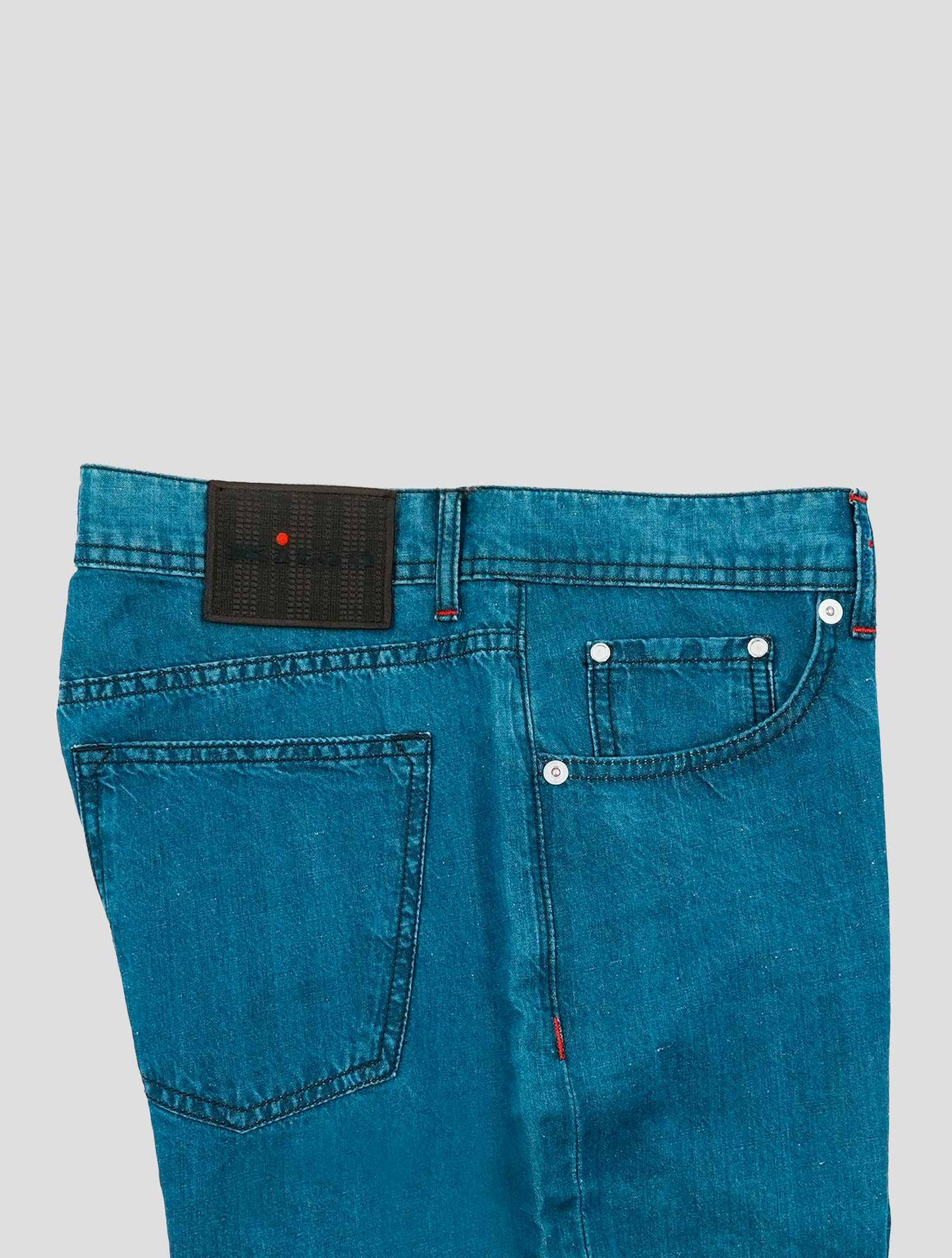 Kiton Blue Cotton Linen Jeans