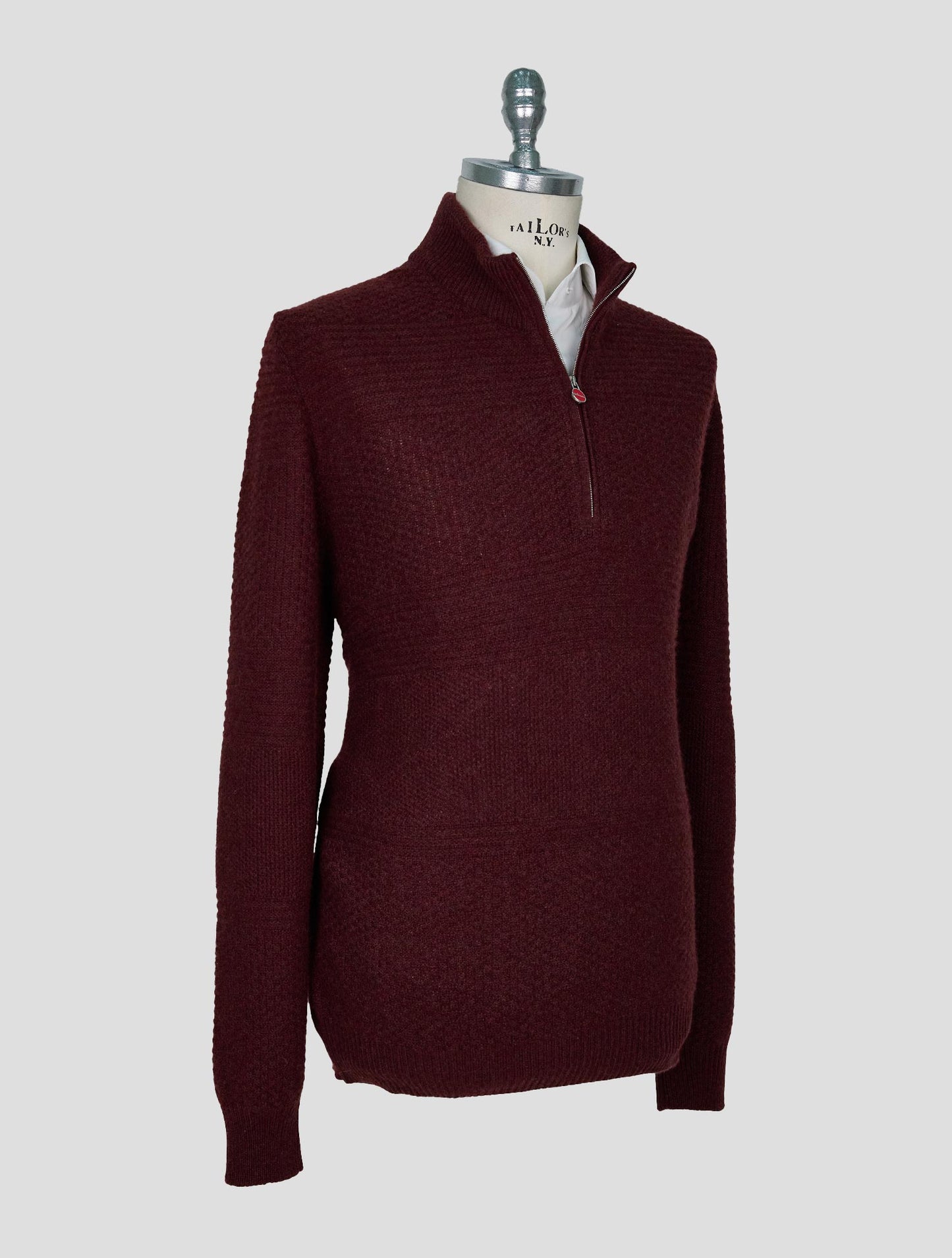 Kiton Burgundy Cashmere Sweater Half Zip