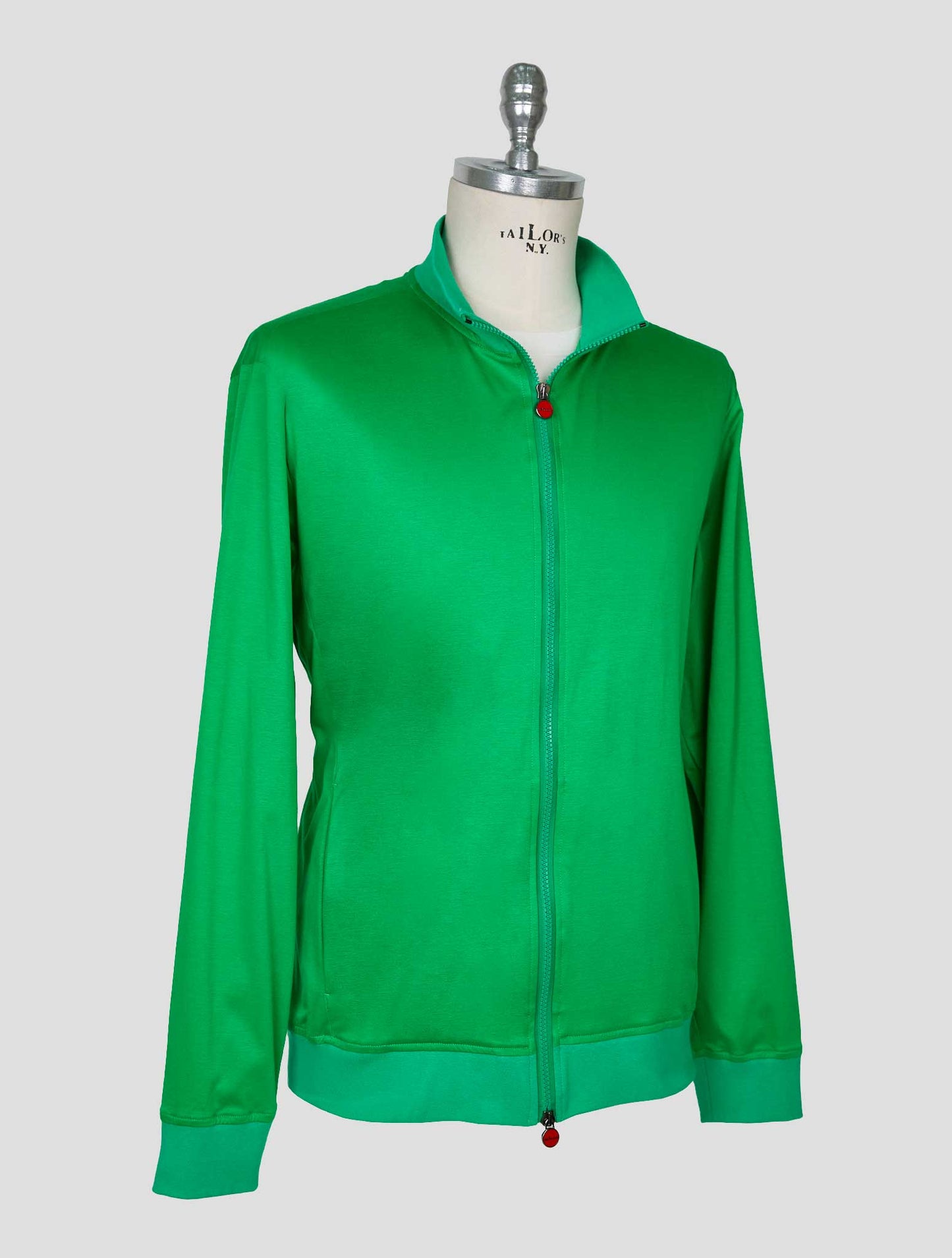 Kiton Green Cotton Sweater Full Zip
