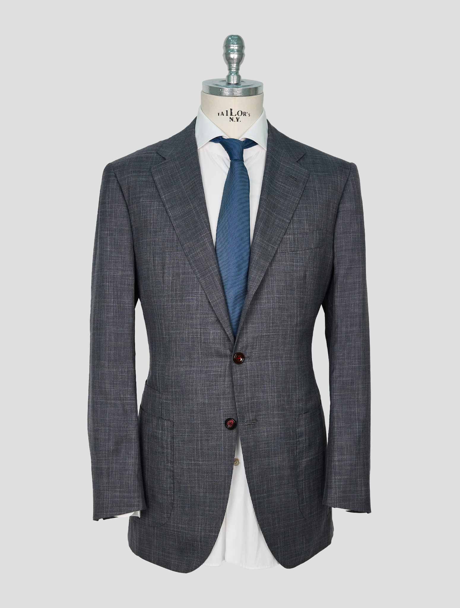 Kiton Gray Cashmere Virgin Wool Silk Suit