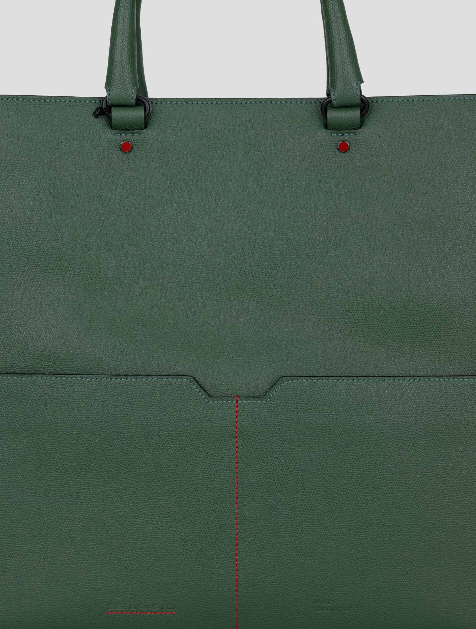 Kiton Green Leather Tote Bag