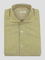 Kiton Yellow Light Blue Cotton Linen Shirt