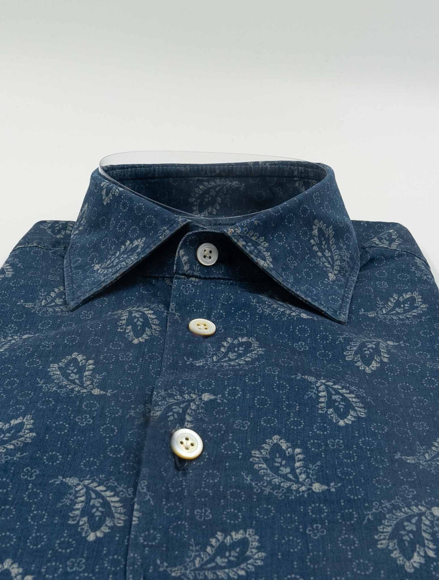Kiton Blue Cotton Washed Shirt