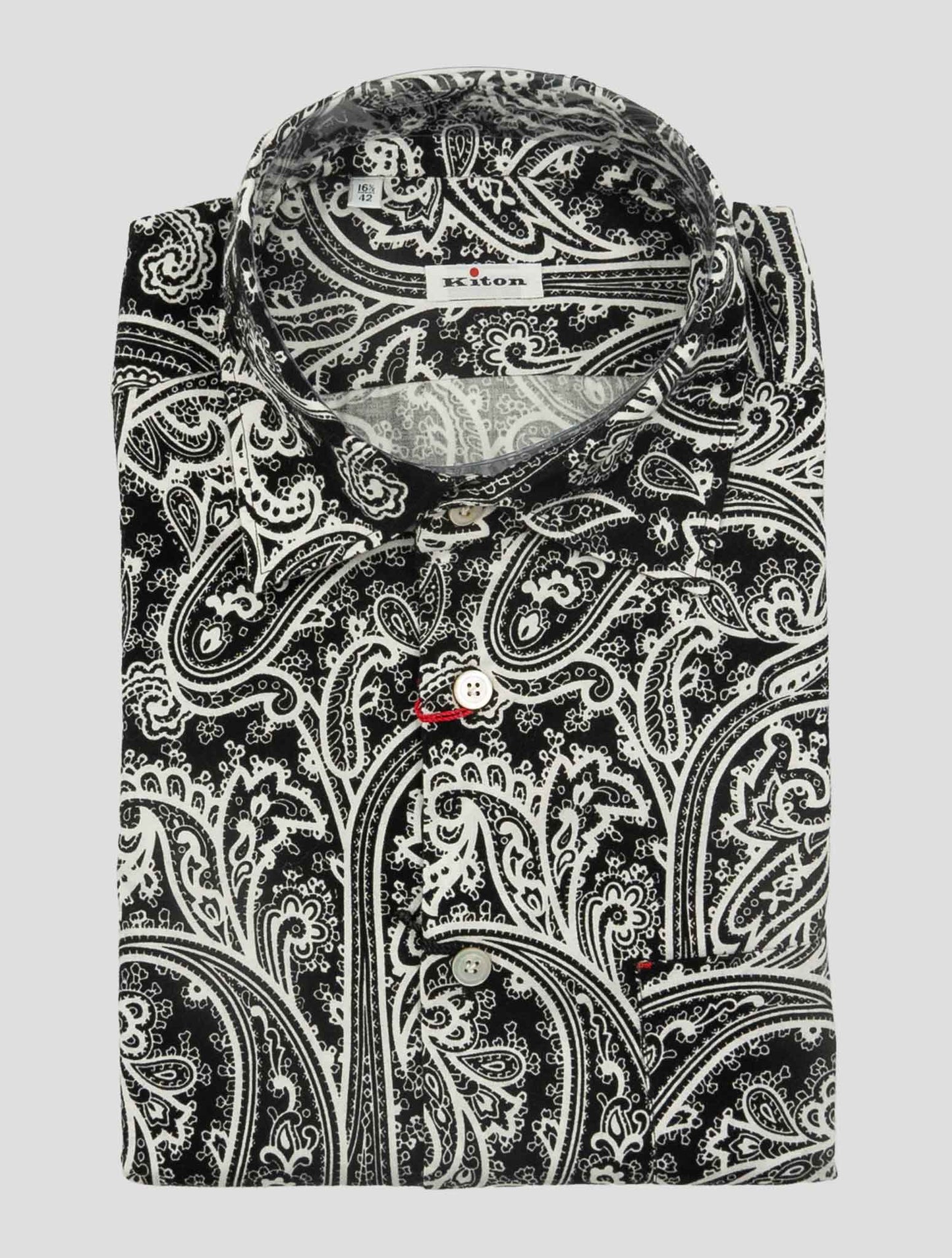 Kiton Black White Cotton Shirt Nerano