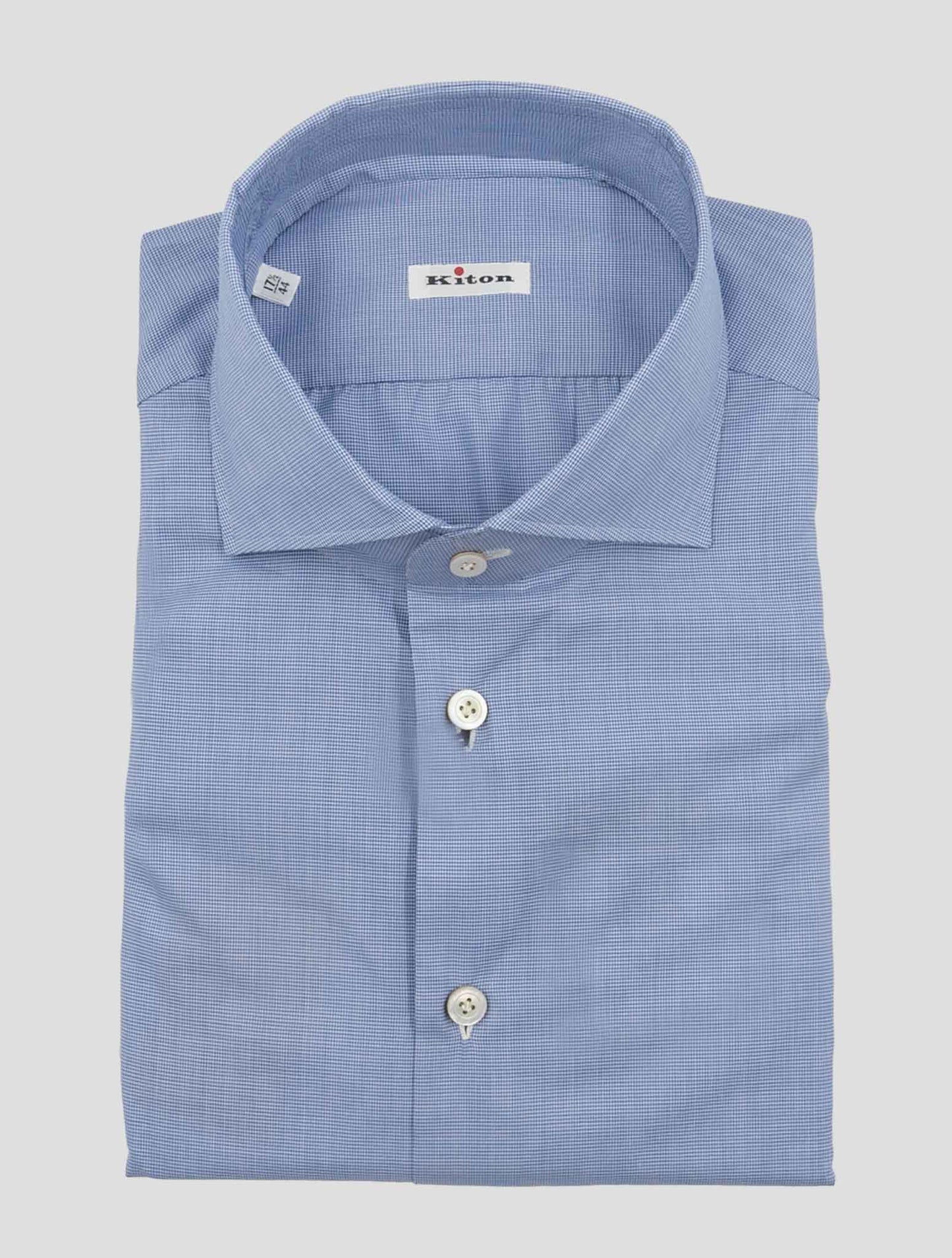 Kiton Light Blue White Cotton Shirt