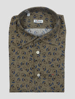 Kiton Brown Blue Cotton Shirt Nerano