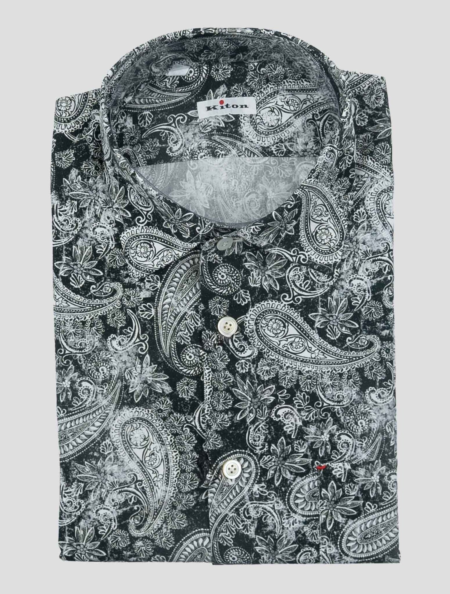 Kiton Black White Cotton Shirt Nerano
