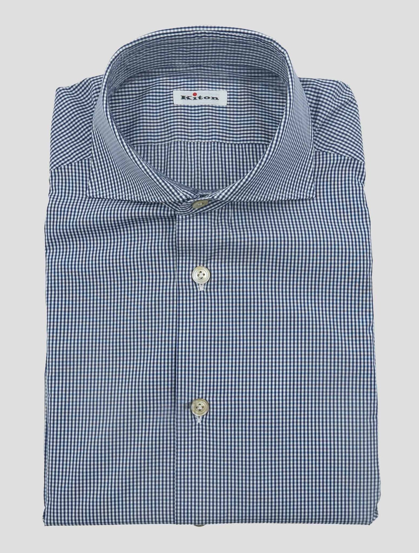 Kiton Blue Cotton Shirt