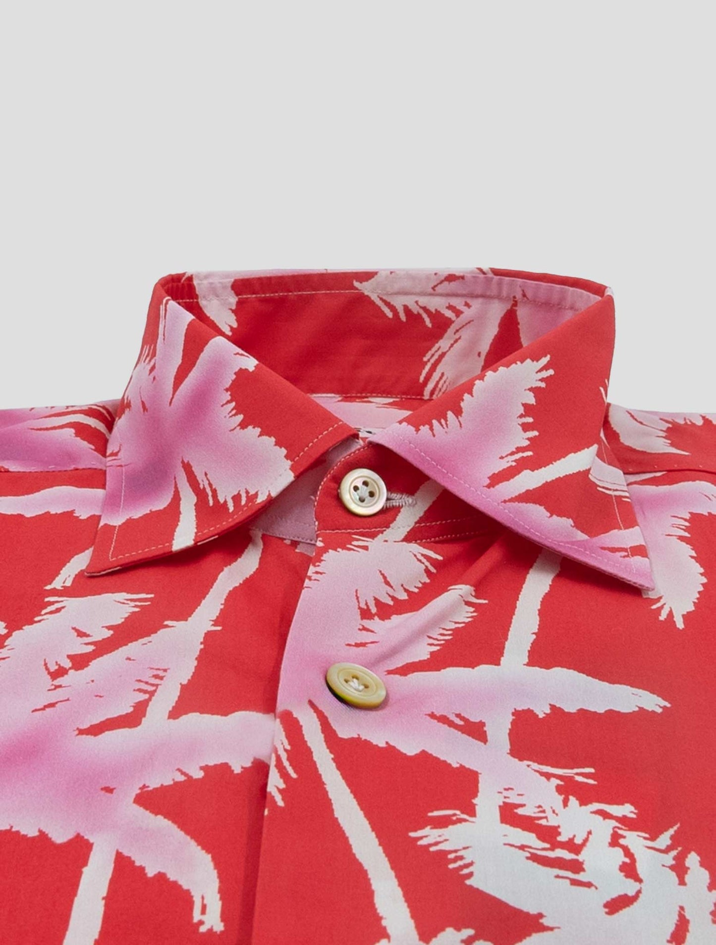 Kiton Red White Cotton Shirt Nerano