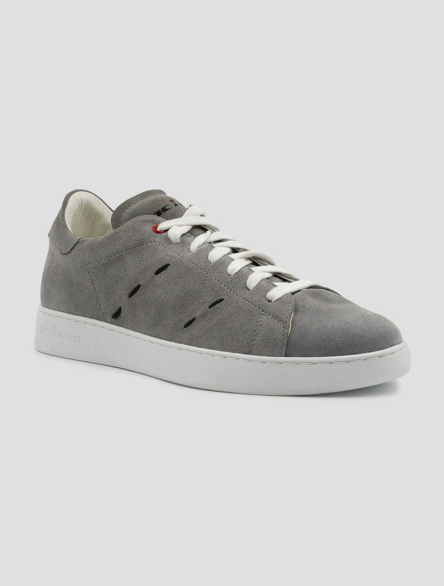 Kiton Gray Leather Suede Sneakers