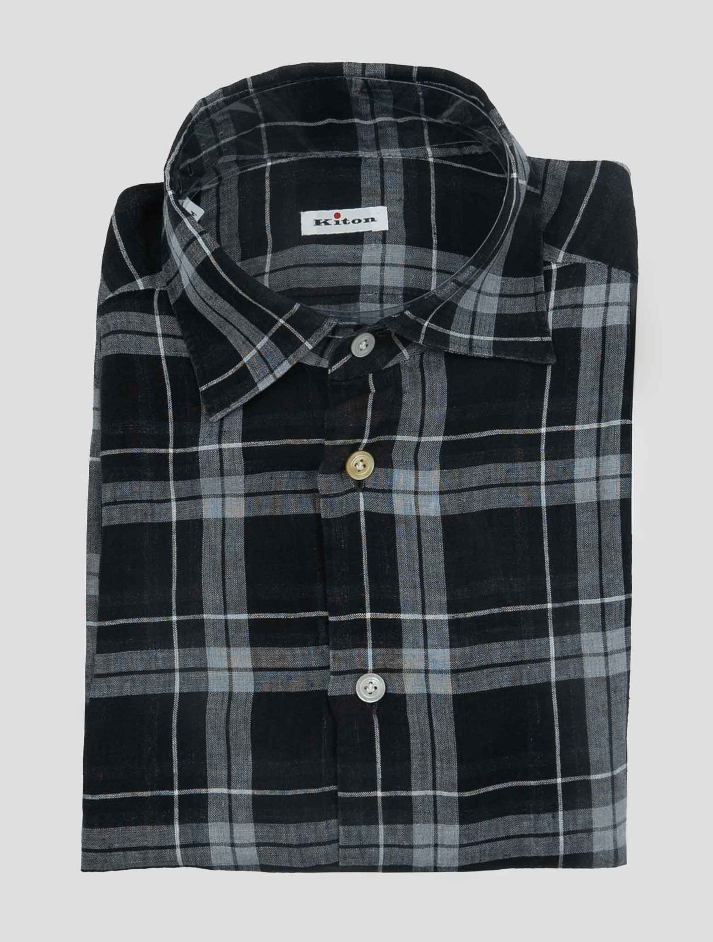 Kiton Black White Linen Shirt Nerano