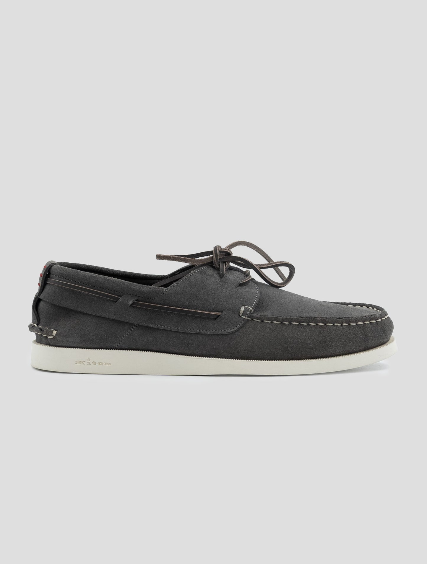 Kiton Gray Leather Suede Loafers