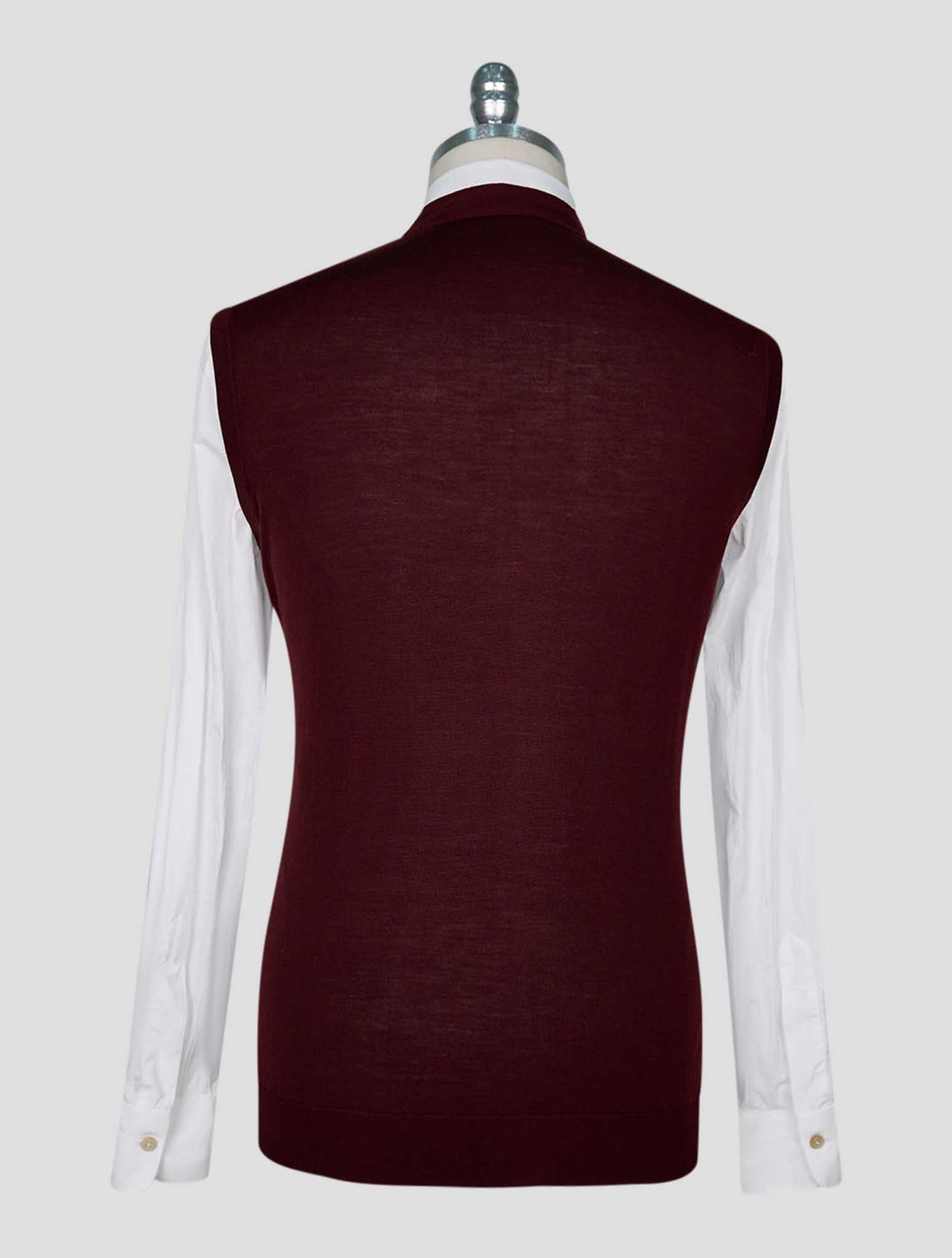 Kiton Burgundy Wool Diamante Blu Gilet Cardigan