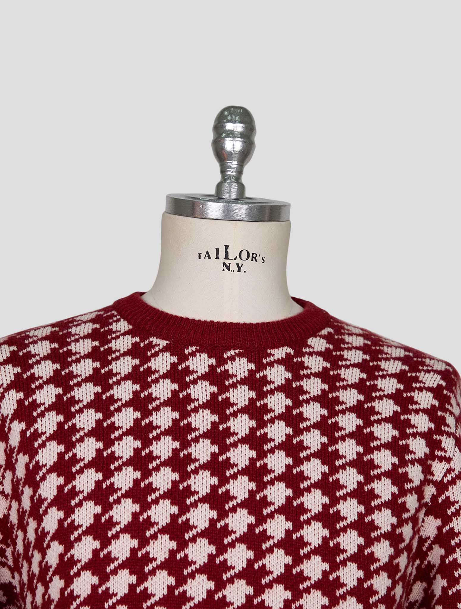 Kiton Red White Cashmere Sweater Crewneck