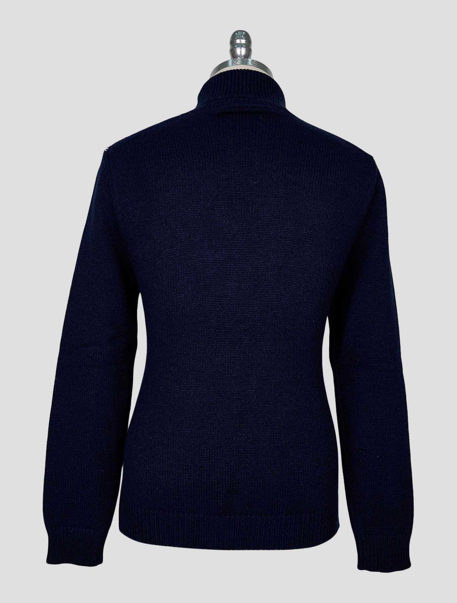 Kiton Blue White Cashmere Sweater Turtleneck