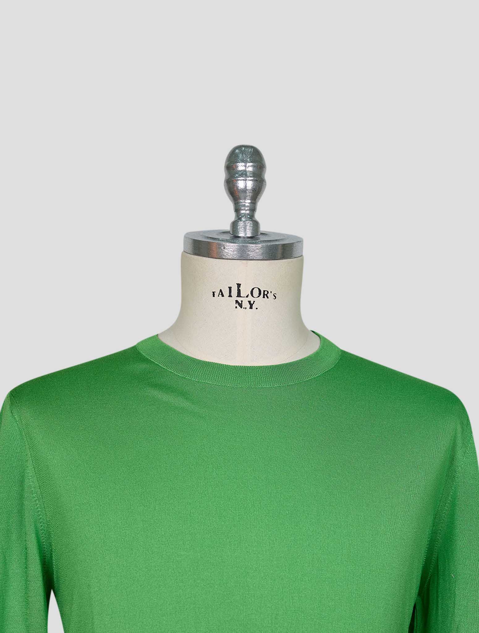 Kiton Green Silk Sweater Crewneck