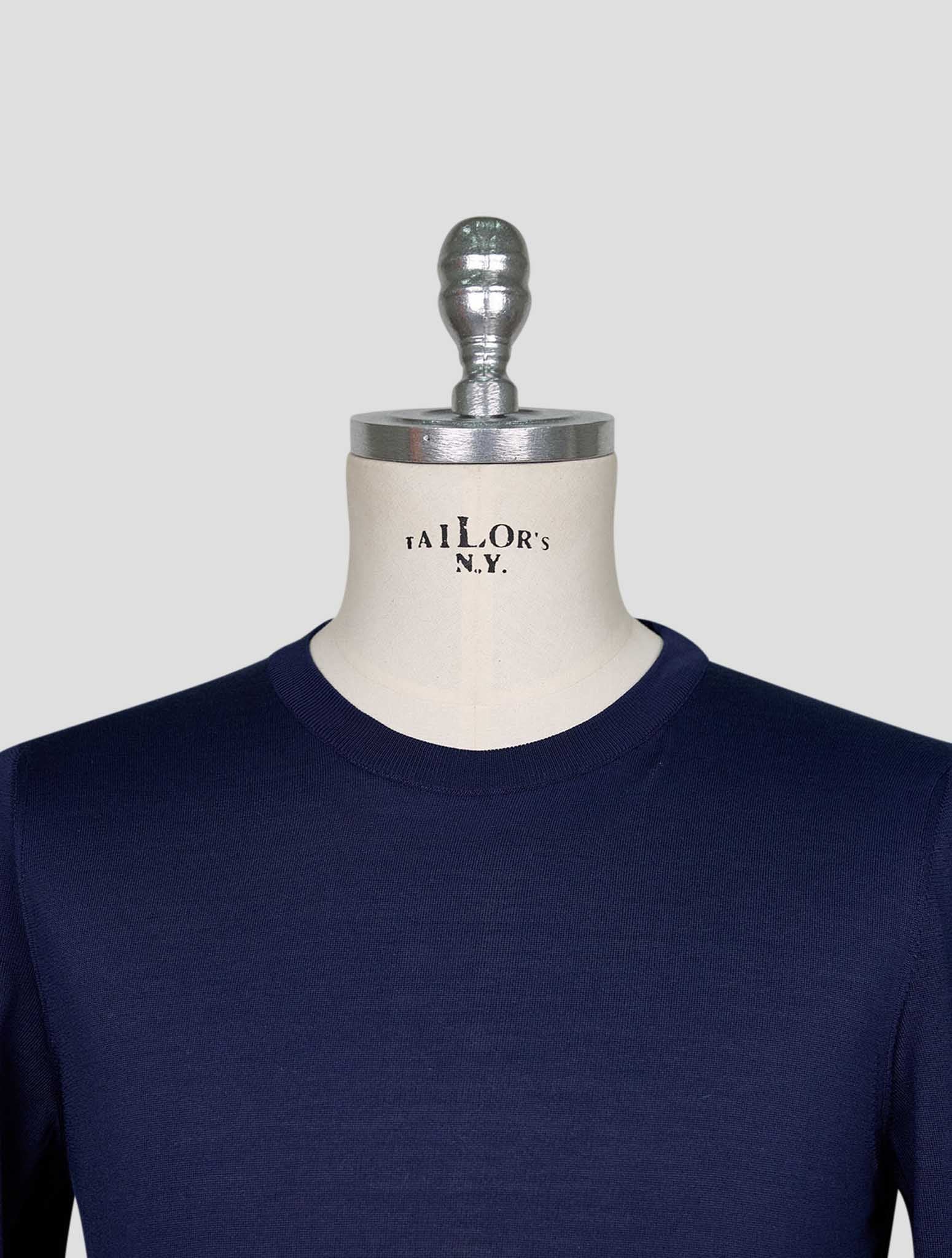 Kiton Blue Silk Sweater Crewneck
