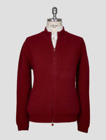 Kiton Burgundy Cashmere Coat Sweater Full Zip