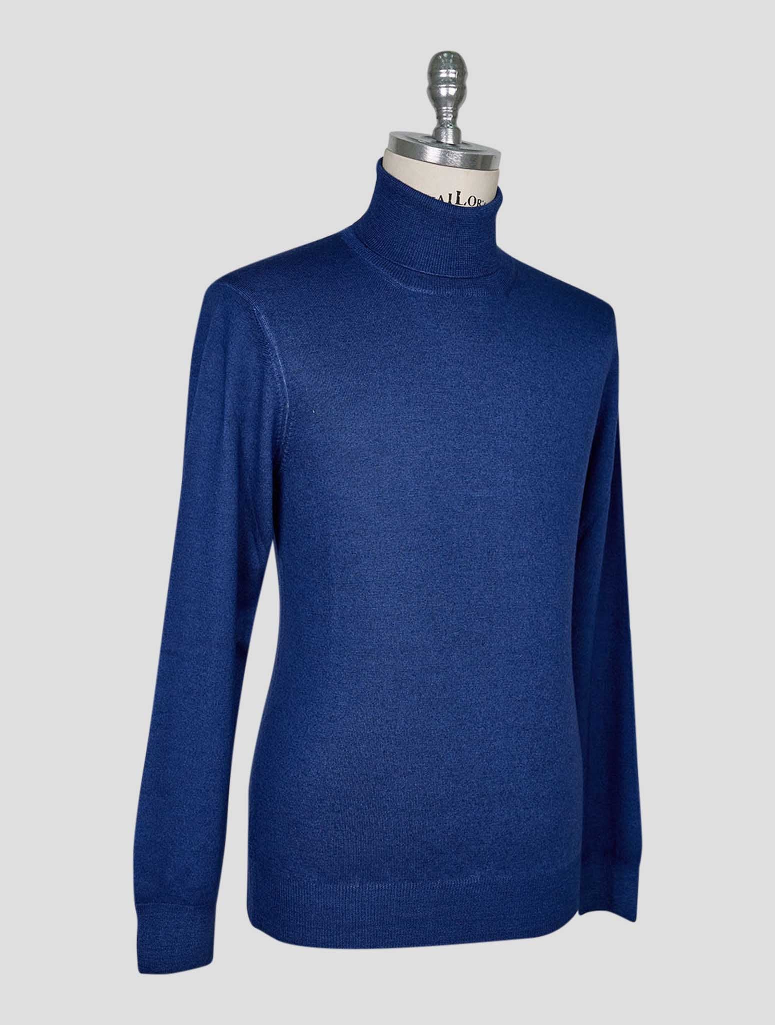 Kiton Blue Wool Sweater Turtleneck