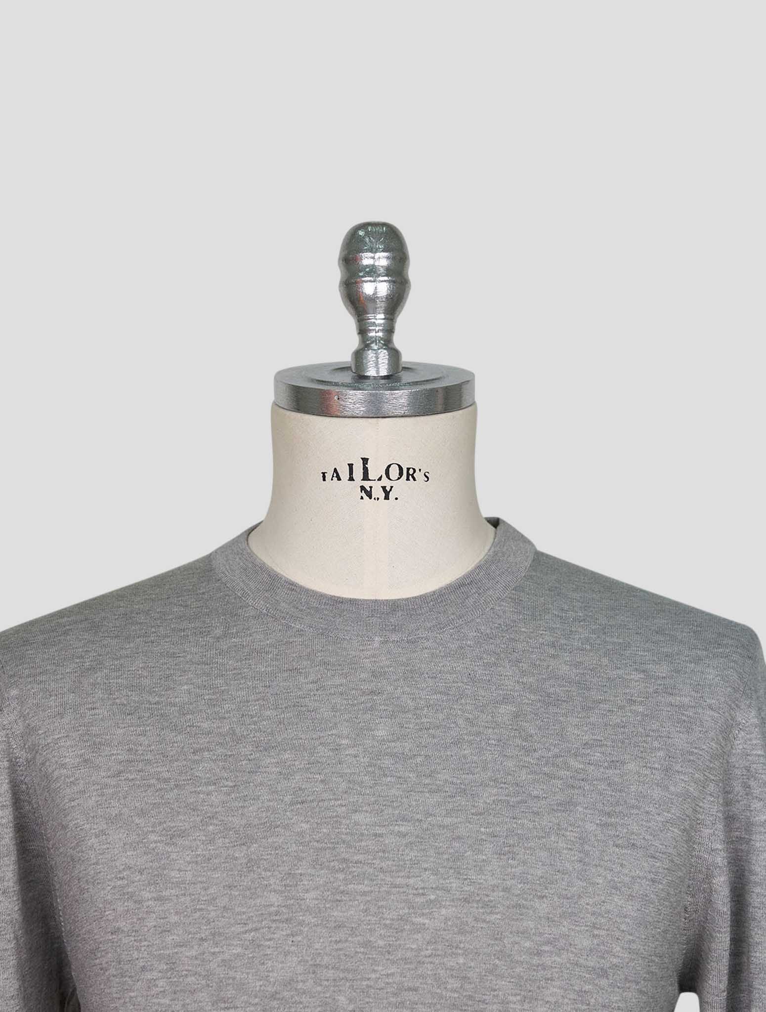 Kiton Gray Cotton Sweater Crewneck