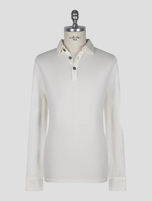 Kiton White Cotton Cashmere Sweater Polo